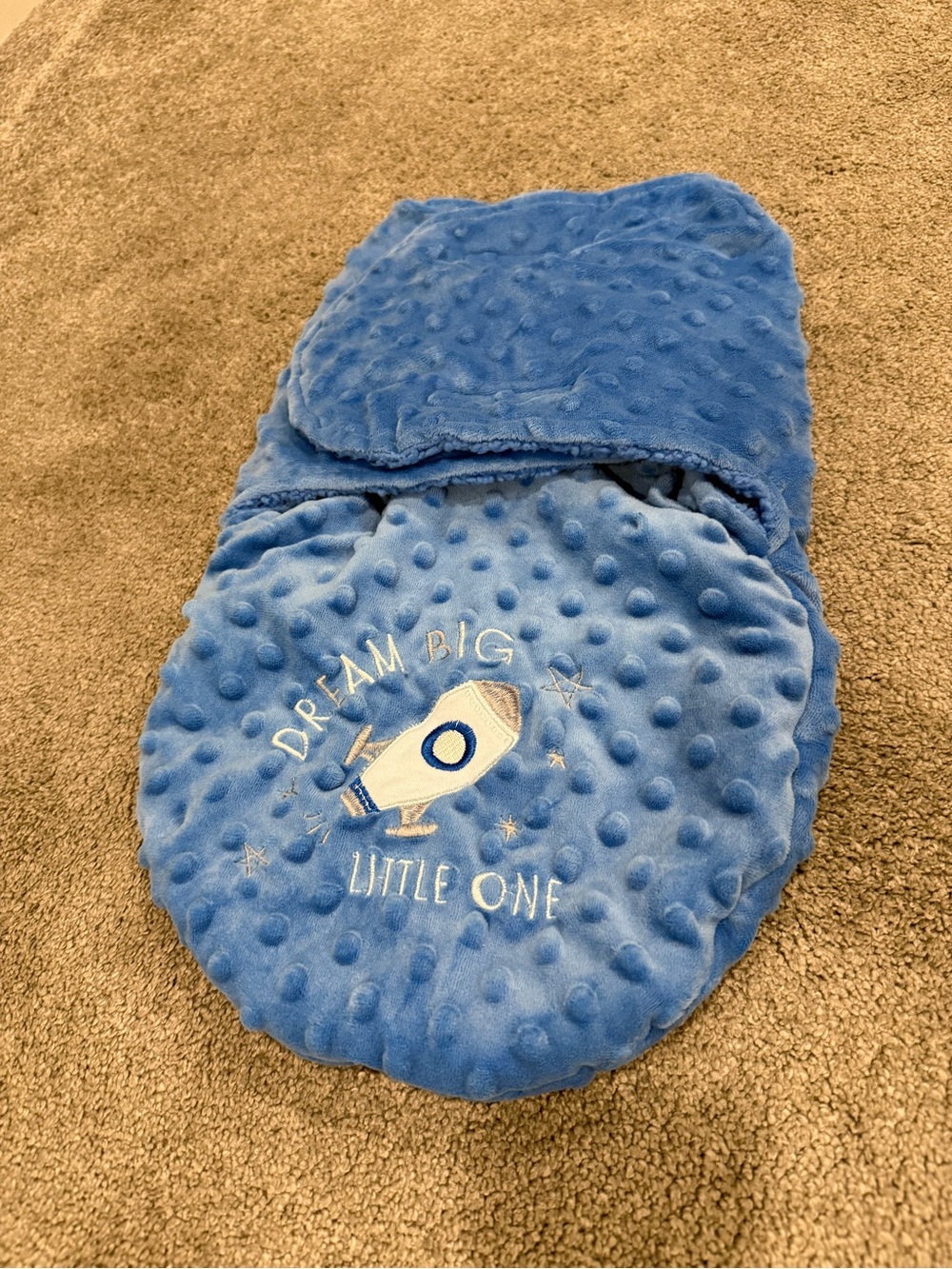 Dream Big Little One Plush Sleep Sack for Kids - Blue